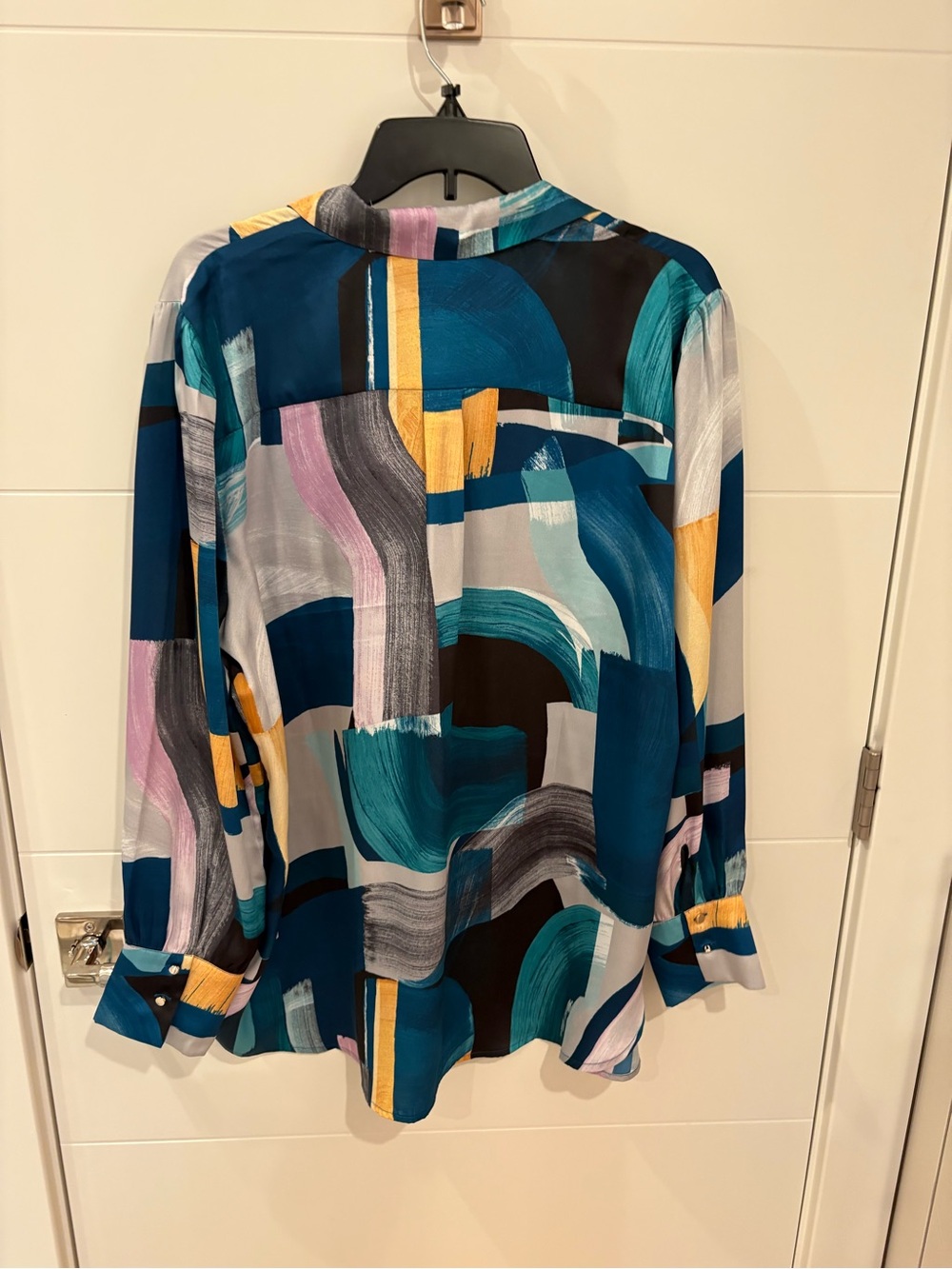 Chico's Teal & Gold Abstract Brushstroke Button-Down Shirt - Picture 4 of 4